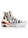 Converse Women's Sun Blocked Cpx70 Zebra-stripe Canvas High-top Sneakers In Egret Black