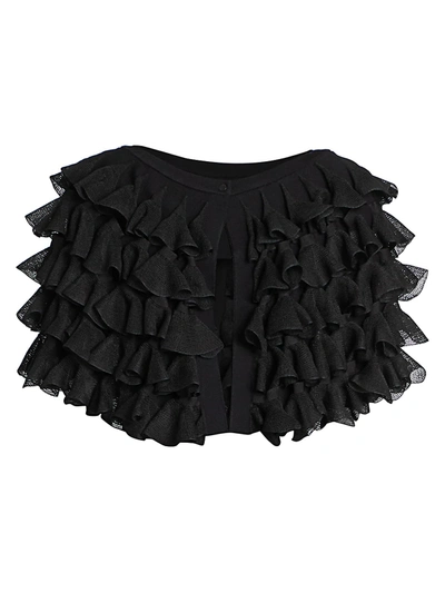 Alaïa Women's Habanera Ruffle Tiered Cape In Noir