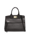 Ferragamo Women's Large Studio Leather Top Handle Bag In Nero