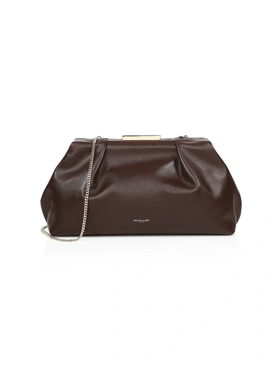 Demellier Florence Leather Clutch In Tobacco Smooth