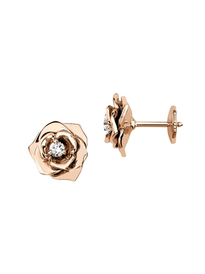 Piaget Rose Gold Rose Diamond Stud Earrings