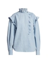 Isabel Marant Étoile Gossia High-neck Denim Shirt In Light Blue