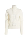 See By Chloé Lace Trim Knit Turtleneck In Confident White