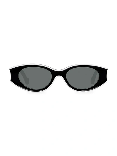 Loewe Paula Ibiza 52mm Small Oval Sunglasses In Black