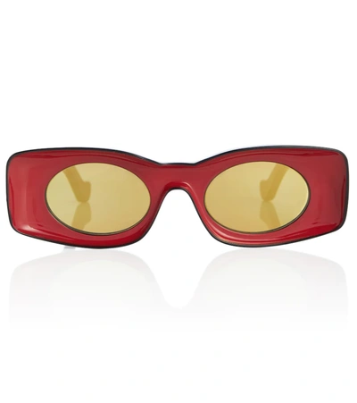 Loewe X Paula's Ibiza 49mm Rectangular Sunglasses In Red