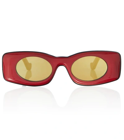 Loewe X Paula's Ibiza 49mm Rectangular Sunglasses In Red/gold