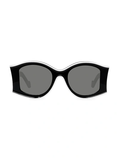 Loewe Paula Ibiza 52mm Large Round Sunglasses In Black,smoke