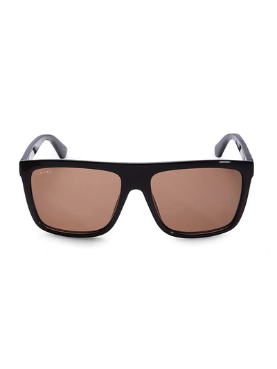 Gucci 59mm Rectangular Injection Sunglasses In Black