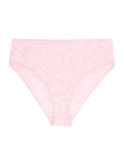 Ganni Floral Bikini Bottoms In Pink