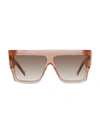 Celine Women's 60mm Flat-top Square Sunglasses In Transparent Pink/gradient Brown
