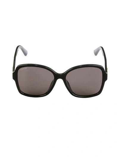 Gucci 57mm Rectangular Sunglasses In Black