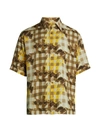 Fendi Grid Print Viscose Shirt In Yellow