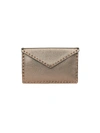 Valentino Garavani Garavani Large Rockstud Metallic Leather Clutch In Sasso