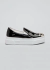 Miu Miu Cap-toe Metallic Platform Slip-on Sneakers In Black