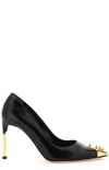 Alexander Mcqueen Punk Stud Embellished Leather Pumps In Black,gold