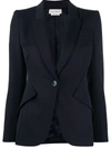 Alexander Mcqueen Women's Pinstripe Peak Shield Blazer Jacket In Black