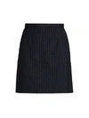 Alexander Mcqueen Women's Metallic Pinstripe Mini Skirt In Black Silver