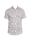Robert Graham Tailored-fit Caldwell Tile-print Short-sleeve Shirt In White