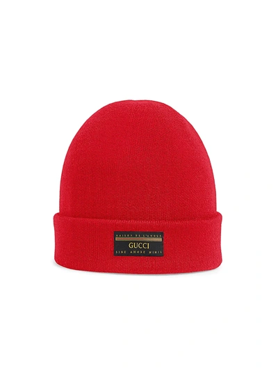 Gucci Patch Beanie In Flame
