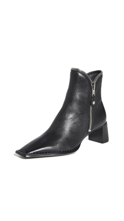 Alexander Wang Lane Square-toe Zip Leather Ankle Boots In Black