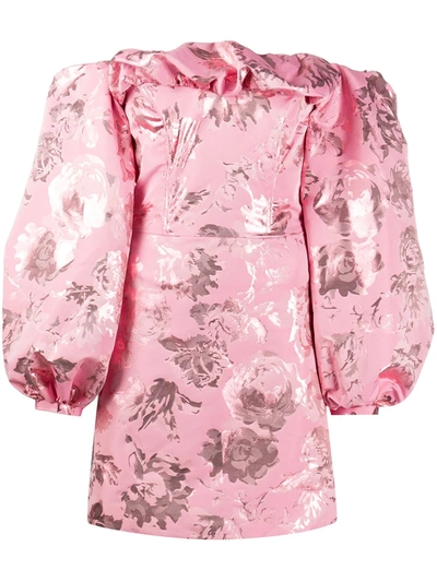 Stine Goya Dora Brocade Off-the-shoulder Mini Dress In Rose Lurex