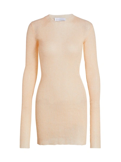 Marina Moscone Mohair & Silk Ribbed Sweater In Nude