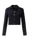 Akris Plaid Wool-blend Double Face Cropped Jacket In Navy