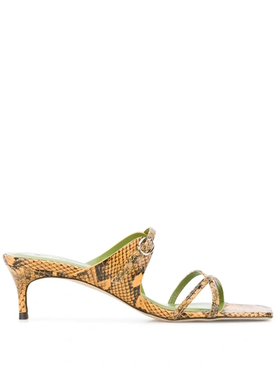 By Far Candy Square-toe Snakeskin-embossed Leather Mules In Python