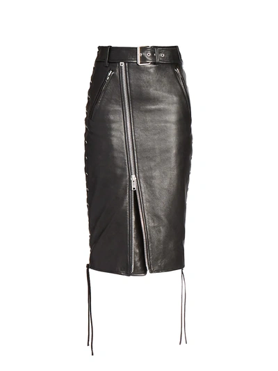 Balenciaga Women's Biker Leather-front Skirt In Black