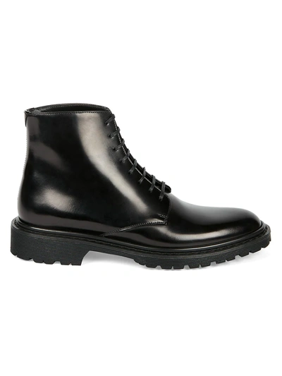 Saint Laurent Cesna Leather Combat Boots In Nero