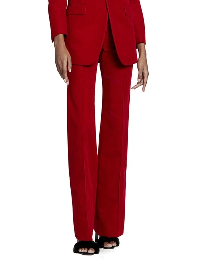 Saint Laurent Women's Cord Flared Pants In Rouge