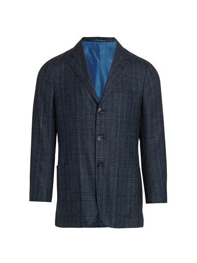 Kiton Men's Wool Plaid Sports Coat In Blue