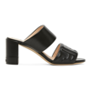 Fendi Embossed Ff Leather Sandals In Nero