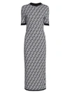 Fendi Logo Knit Midi Dress In White