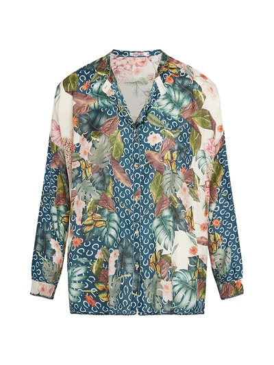 Johnny Was Women's Abina Printed Silk Button-up Blouse In Neutral