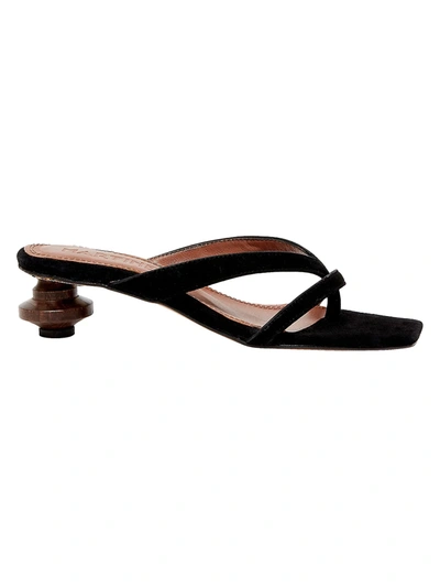Souliers Martinez Women's Verano Suede Thong Sandals In Black
