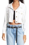 Frame Ultra Crop Denim Jacket In Bleach Out