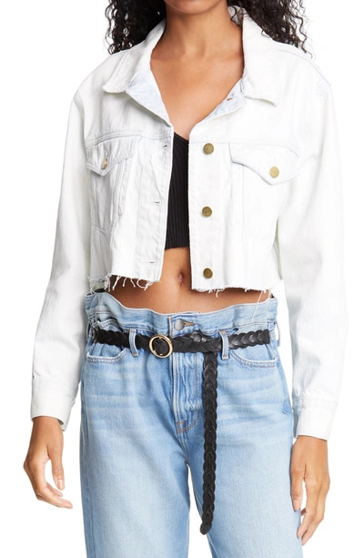 Frame Ultra Crop Denim Jacket In Bleach Out