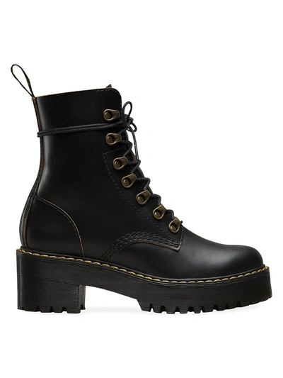 Dr. Martens' Leona Women's Vintage Smooth Leather Heeled Boots In Black