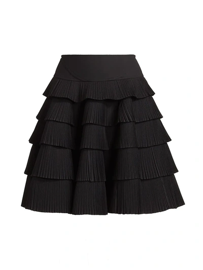 Alaïa Pliss Pleated Tier Skirt In Noir
