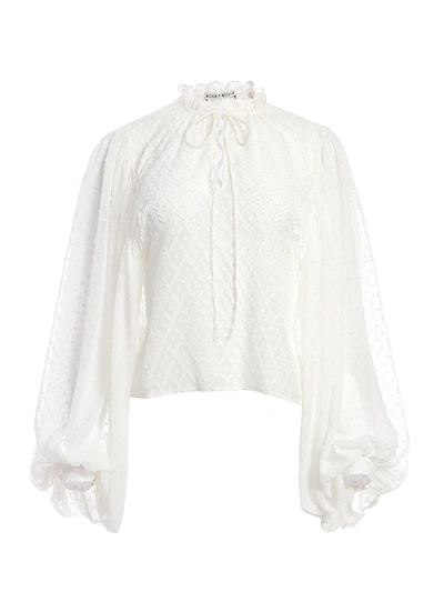 Alice And Olivia Julius Blouson-sleeve Top In Off White