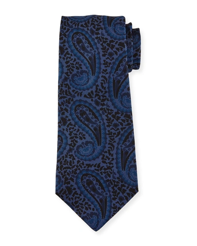 Kiton Men's Paisley Silk Tie In Blue