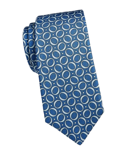 Kiton Printed Silk Tie In Blue