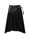 Proenza Schouler Women's Leather Belt Pleated Wool Skirt In Black