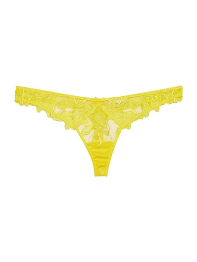 Fleur Du Mal Women's Lily Floral Lace Hipster Thong In Sunshine