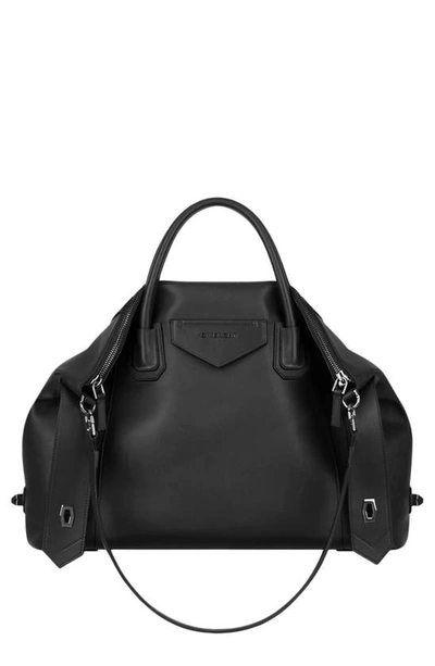 Givenchy Antigona Soft Medium Leather Satchel In Black