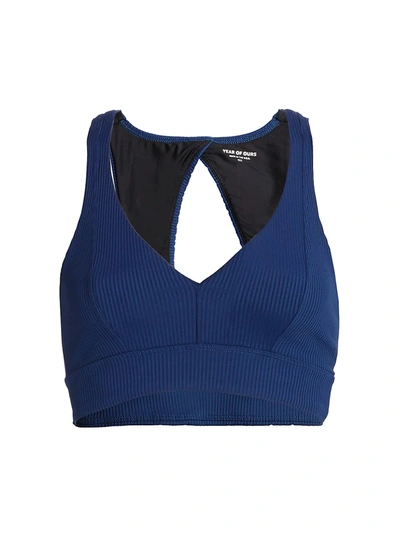 Years Of Ours Victoria Ribbed Sports Bra In Navy