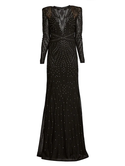 Zuhair Murad Studded Sheer Gown In Black