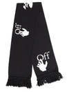 Off-white Ow Logo Cotton-blend Scarf In Black White