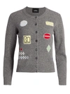 The Marc Jacobs The Embroidered Long-sleeve Button-up Wool Cardigan In Grey